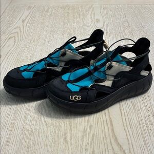 Women’s UGG Westsider Sandal Hiker Shoes (Black/Tan/Teal Blue).